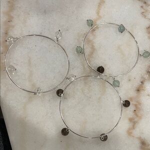 Elegant Silver Hoop Earrings with Gemstone Accents